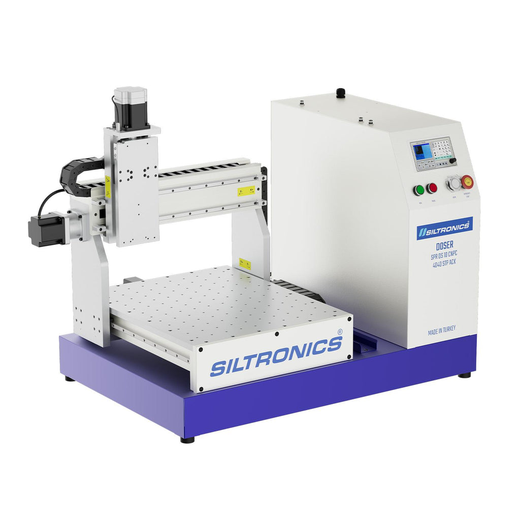 SILTRONICS “DOSER” CNC DOZAJLAMA MAKİNASI - MASA ÜSTÜ - 400 X 400 STEP MOTOR-AÇIK KABİN - ALÜMİNYUM GÖVDELİ