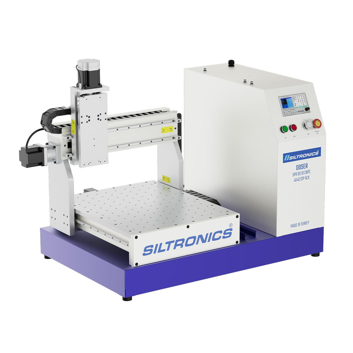 SILTRONICS “DOSER” CNC DOZAJLAMA MAKİNASI - MASA ÜSTÜ - 400 X 400 STEP MOTOR-AÇIK KABİN - ALÜMİNYUM GÖVDELİ