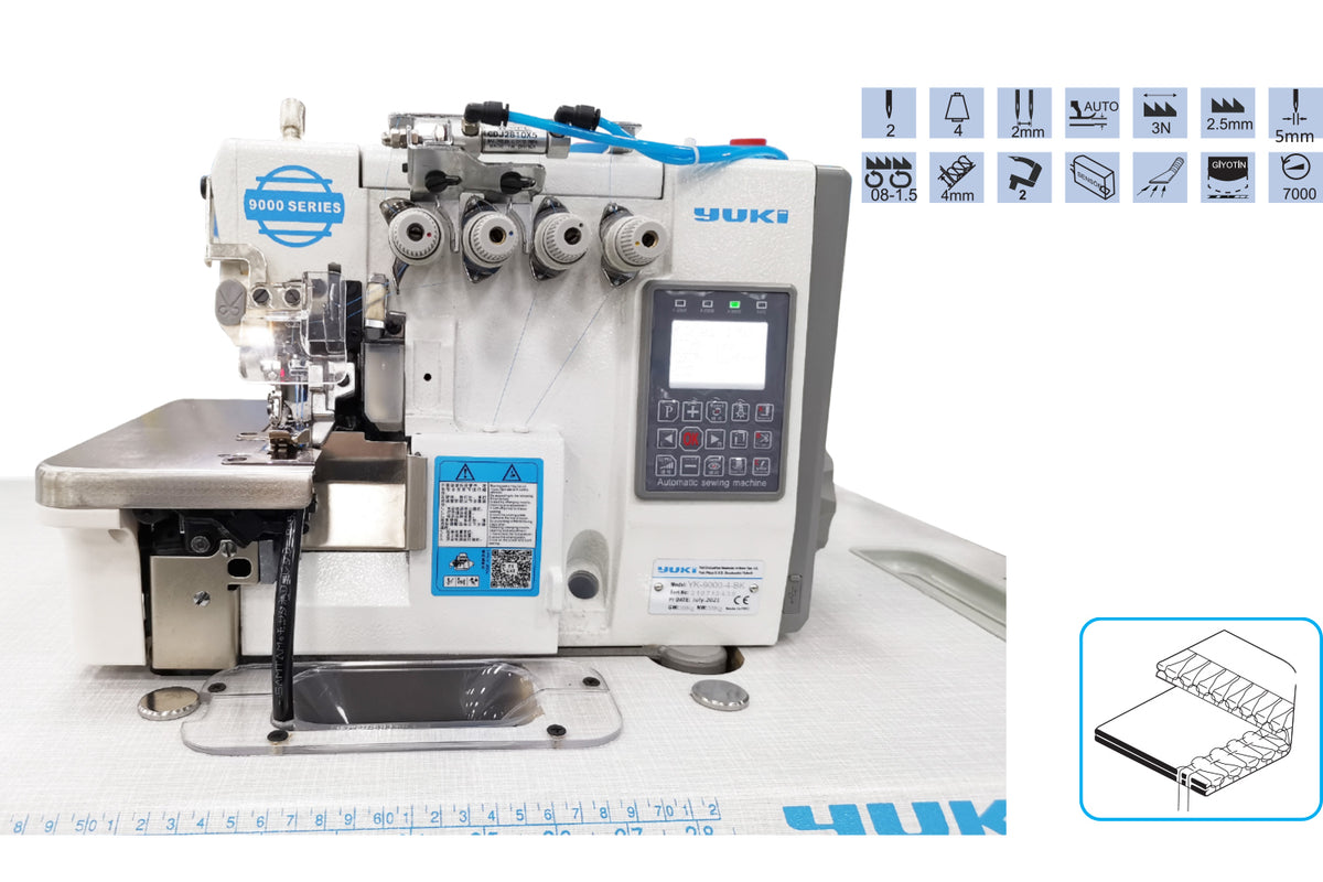 Yuki YK-9000-4-BK 4 İplik Akıllı Overlok Makinesi Kıstırmalı Vakumlu
