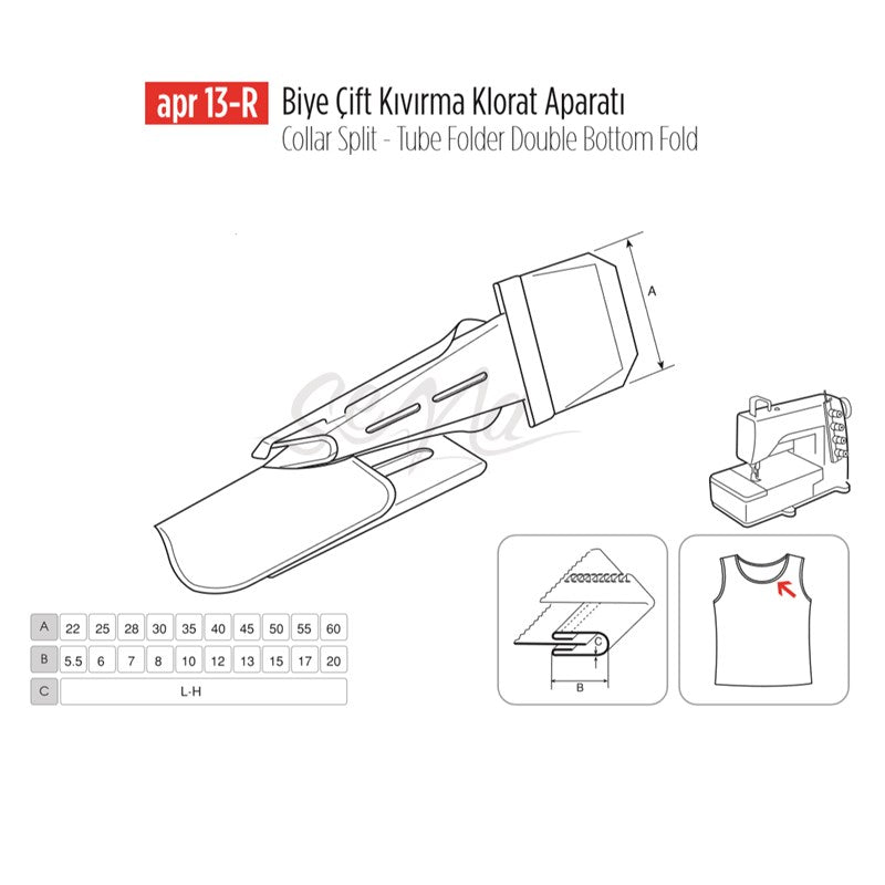 Biye Çift Kıvırma Klorat(Etek) Apara 45x13mm / APR 13-R