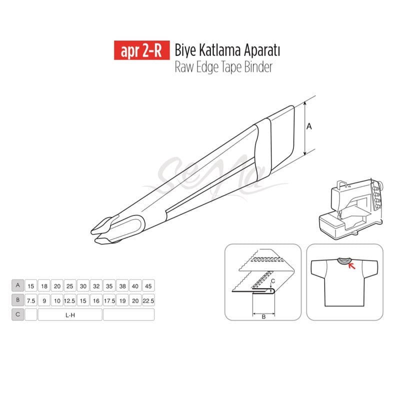 Lastik Biye Katlama Apara 45x22mm / APR 2-R