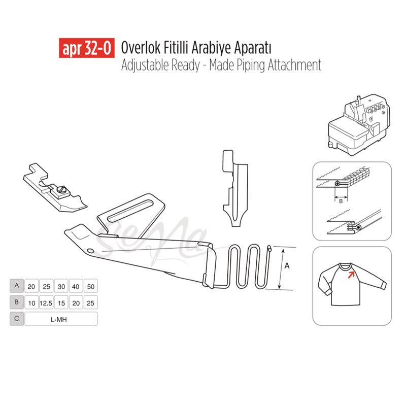 Overlok Fitilli Arabiye Apara 25x12mm / APR 32-O