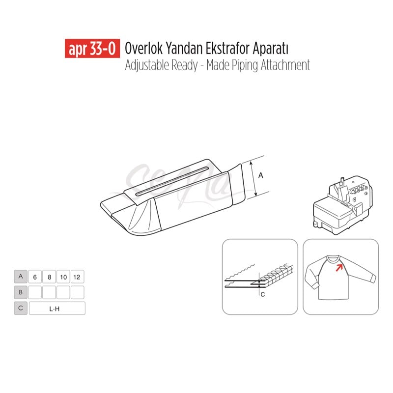 Overlok Yandan Ekstrafor Aparatı 25mm/ APR 33-O