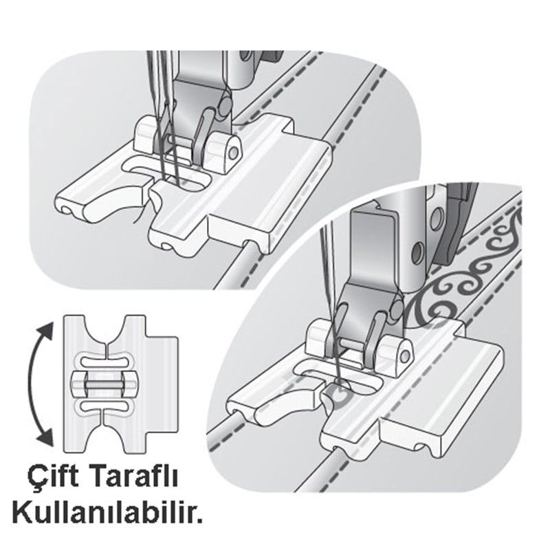 Ev Tipi Aile Dikiş Makinesi Çift Taraflı Plastik Nervür Ayak 9mm / 036 944 - görsel 3