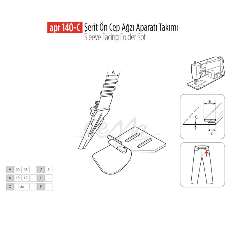 Şerit Ön Cep Ağzı Apara Set 20x10mm / APR 140-C