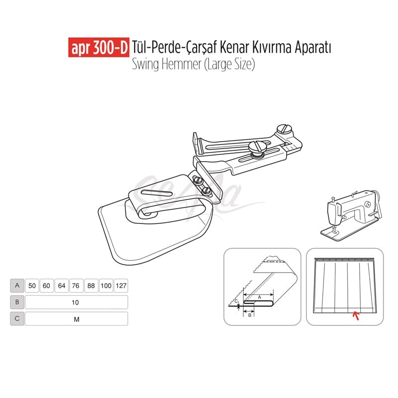 Tül Perde Çarşaf Kenar Apara 130mm/ APR 300-D