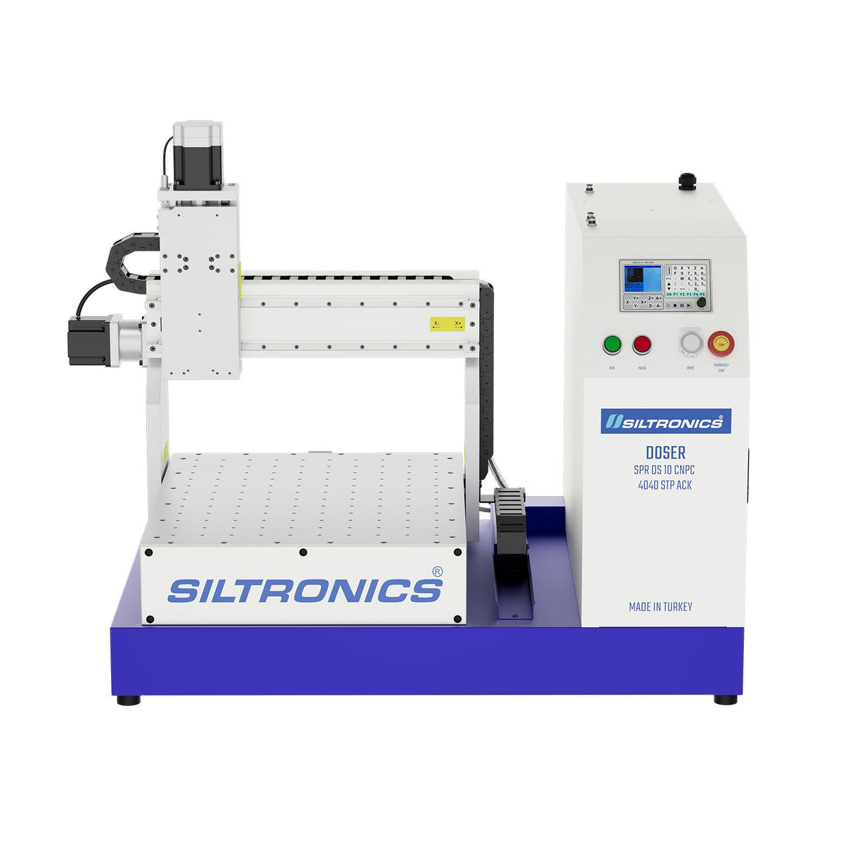 SILTRONICS “DOSER” CNC DOZAJLAMA MAKİNASI - MASA ÜSTÜ - 400 X 400 STEP MOTOR-AÇIK KABİN - ALÜMİNYUM GÖVDELİ