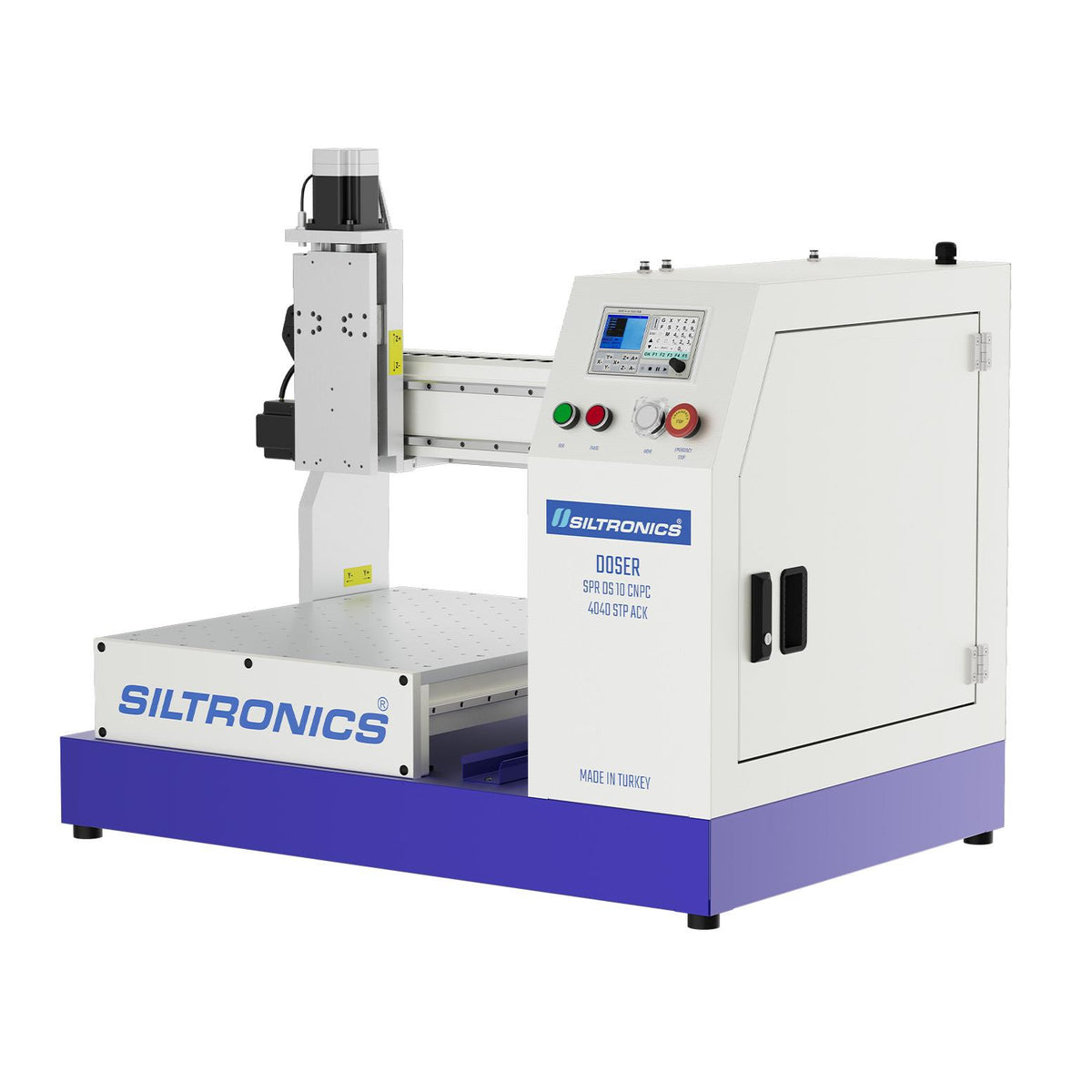 SILTRONICS “DOSER” CNC DOZAJLAMA MAKİNASI - MASA ÜSTÜ - 400 X 400 STEP MOTOR-AÇIK KABİN - ALÜMİNYUM GÖVDELİ