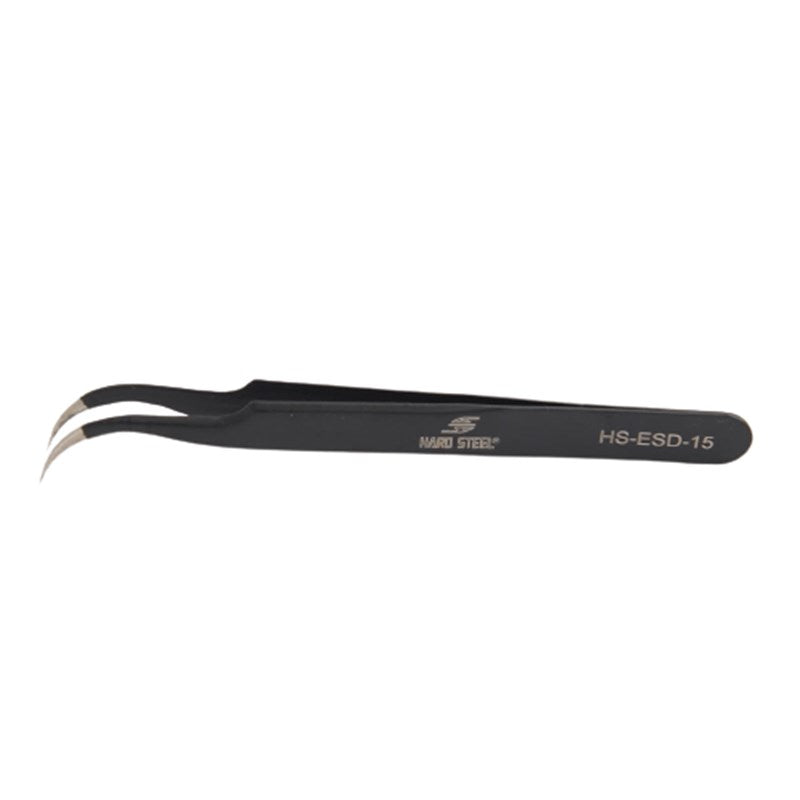 Antistatik Paslanmaz Çelik Eğri Uçlu 120mm Cımbız / HS-ESD-15