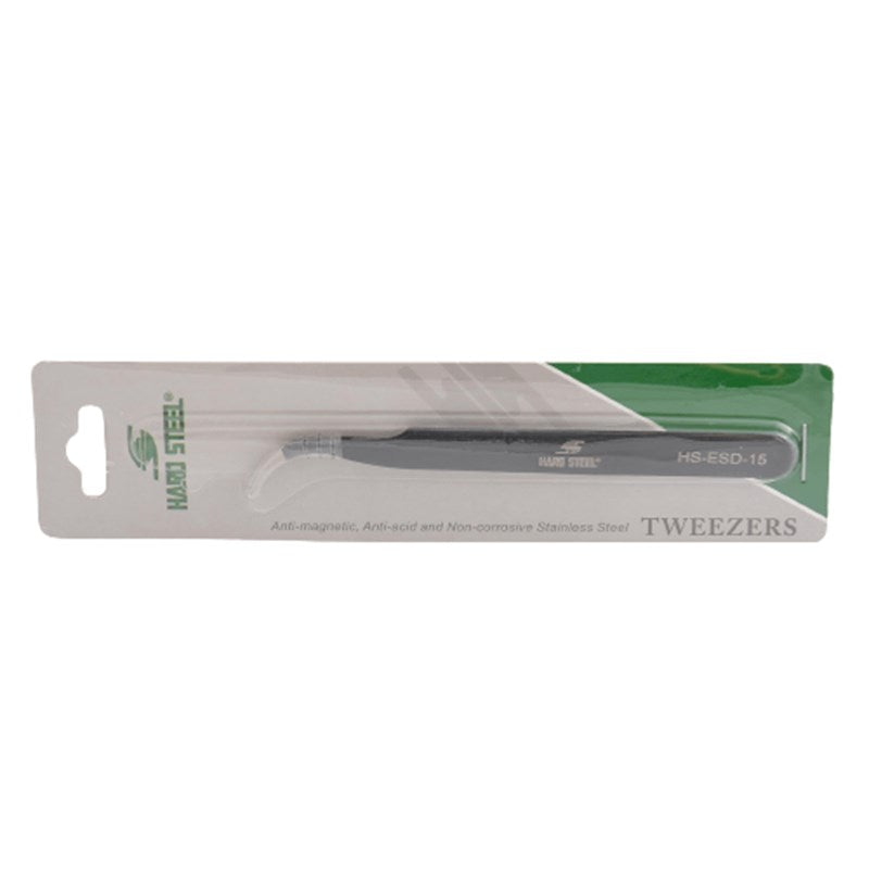 Antistatik Paslanmaz Çelik Eğri Uçlu 120mm Cımbız / HS-ESD-15 - görsel 5