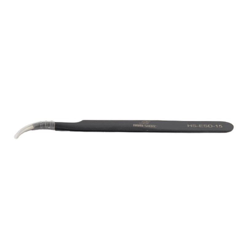 Antistatik Paslanmaz Çelik Eğri Uçlu 120mm Cımbız / HS-ESD-15 - görsel 4