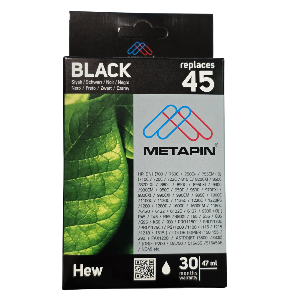 Pastal Çizim Uyumlu Plotter Makinesi Mürekkep Siyah Kartuş / 45A