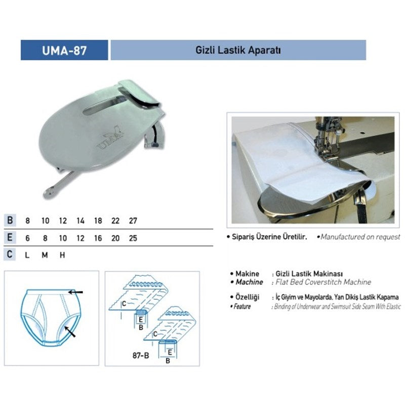 Gizli Lastik Tek Katlama Aparatı 10x12/ UMA-87