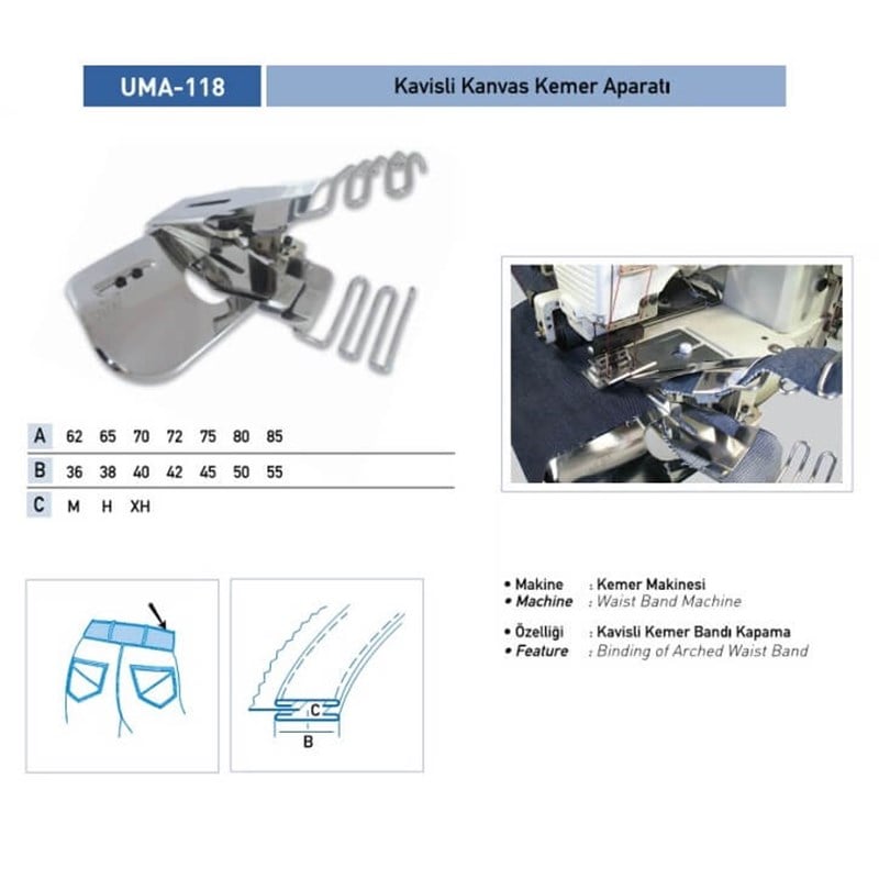 Kavisli Kemer Aparatı 75x44 H / UMA-118