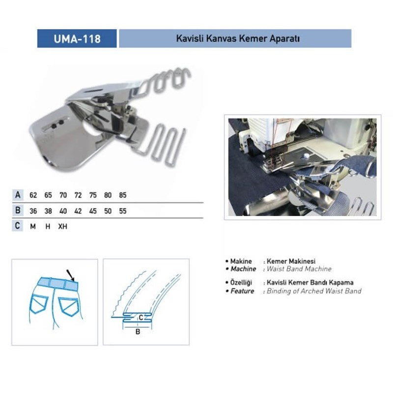 Kavisli Kemer Aparatı 85x55 XH / UMA-118