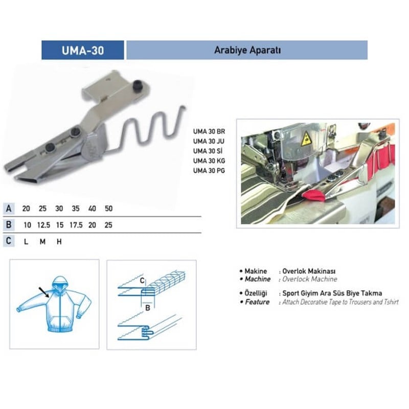 Overlok Arabiye Aparatı 55x27mm / UMA-30